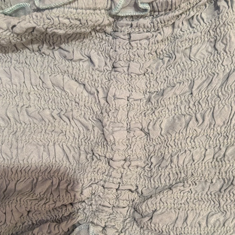 Japna Mint Green Smocked Crop Blouse with Long Sleeves - Picture 3 of 7